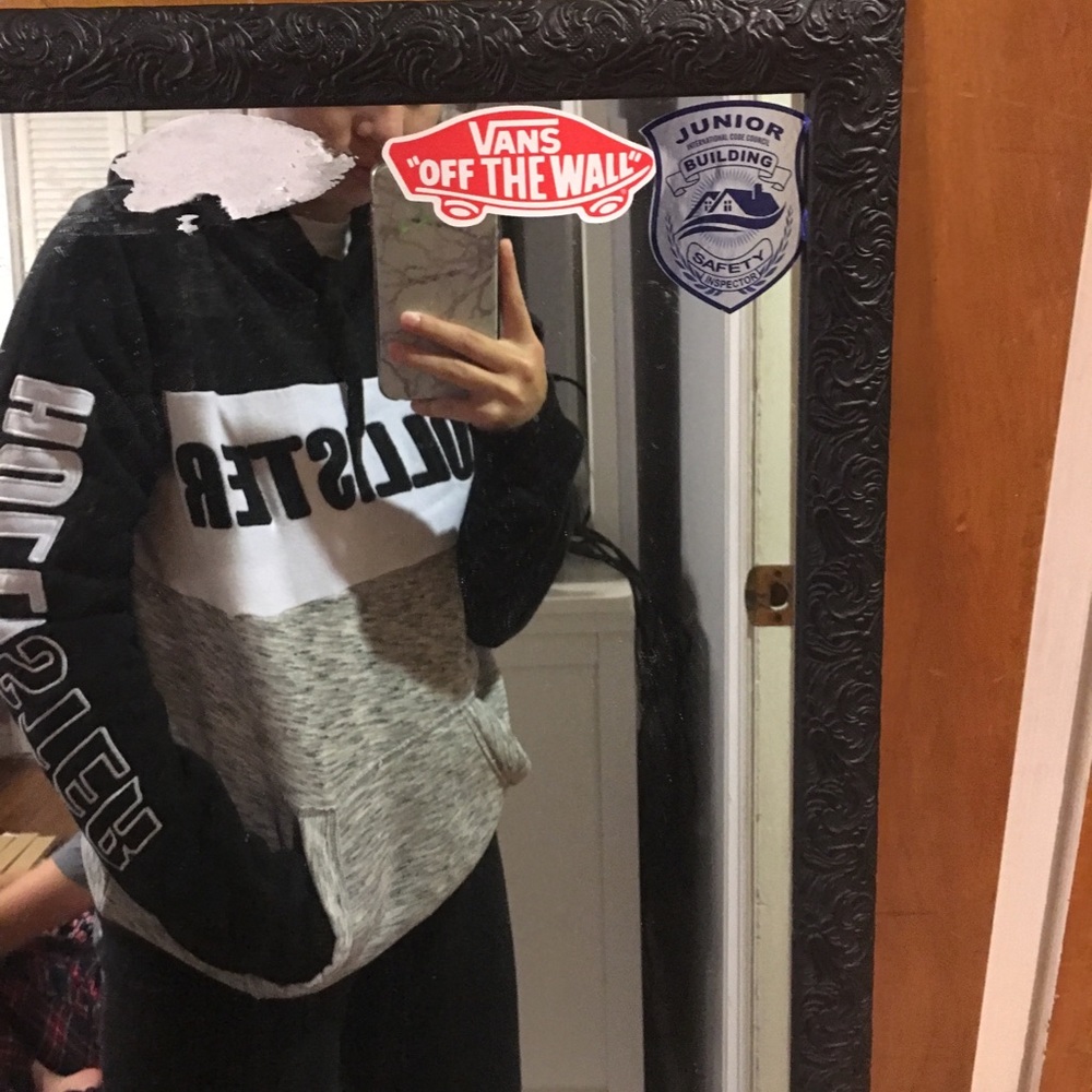 Hollister hoodie black white and gray